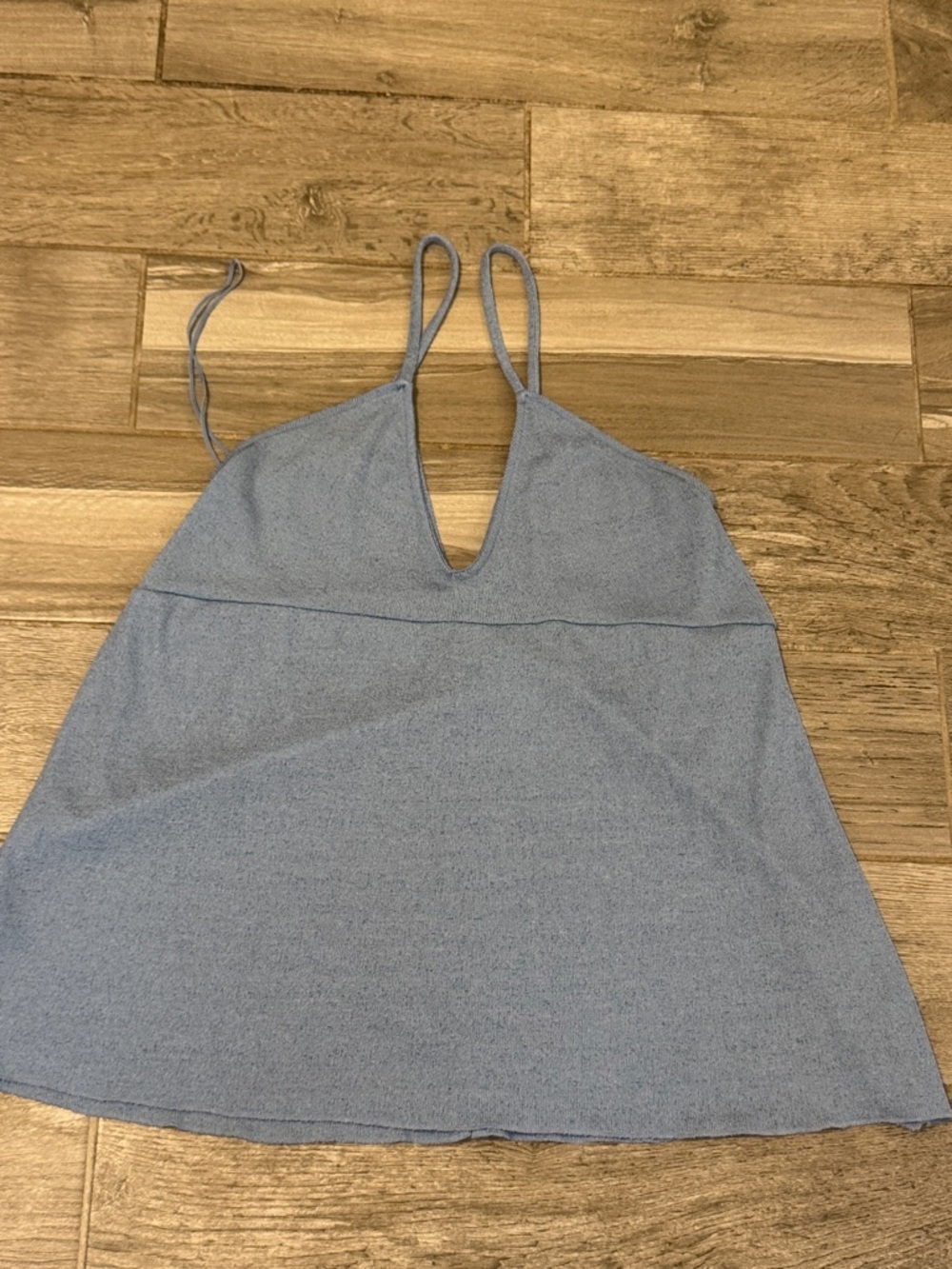 Zara Light Blue Spaghetti Strap V-Neck Tank